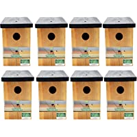 8 x Handy Home and Garden Caja Nido de Madera con Madera Tratada a Presión para Aves Silvestres y de Jardín - Hecho con…